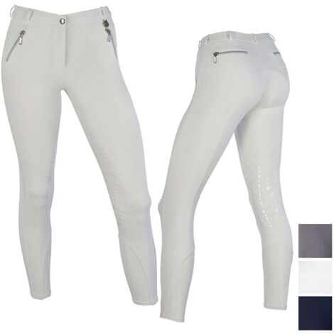 44 IT, BLu: Pantaloni equitazione Champion grip da donna in microfibra con zip