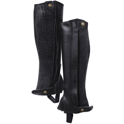 S, nero: Ghette in pelle bottalata con soffietto elastico e cerniera posteriore profilo in pelle