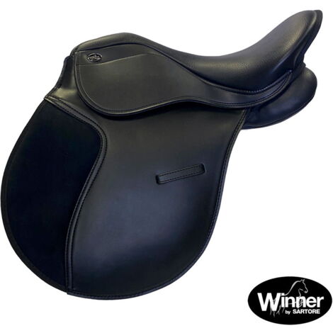 17", nero: Sella da completo winner in pelle sintetica con doppia imbottitura e appoggio scamosciato