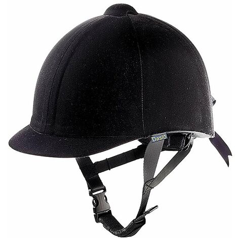 Cap da equitazione classico con rotella posteriore e guscio ABS con rivestimento in velluto Omologato CE: L (60-61), Nero 10