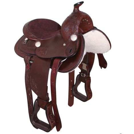 Chestnut - Sella western bambino Triple S modello Kids in cuoio con stampa floreale