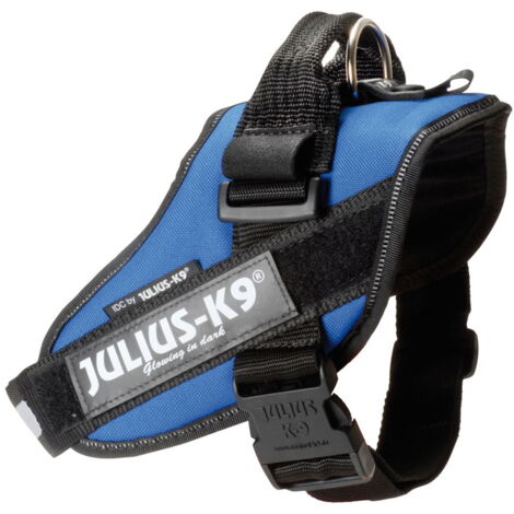 Pettorina Julius K9 IDC PowerHarness Tg 1 torace 63-85 cm peso 23-30 kg - Jeans, Giallo fluo (1/5)