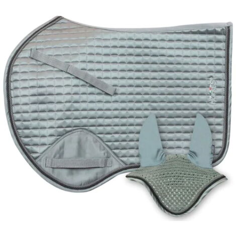 Full, Grigio: Sottosella Salto con Cuffia coordinata modello Horses Edith