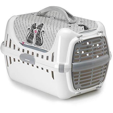 Trasportino Per Animali In Plastica ABS E PP, 61x37x37 Cm, Per Cani E Gatti Fino A 10 Kg, Con Vassoio E Ciotola Appendibile, Maniglia E Griglie Di Ventilazione