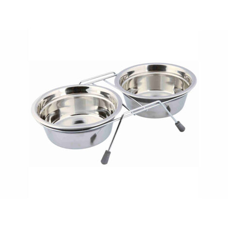 2x0.9l/diametro 16cm: Eat-on-feet set di ciotole in acciaio inox silenziose (1/4)
