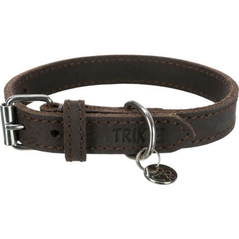 S-M: 34-40cm/25mm mar.scuro: Rustic collare in pelle (1/5)