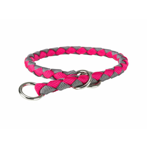 Cavo collare semistrangolo: S-M: 35-41cm/diametro 12mm corallo/grigio
