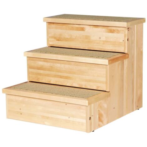 Scala in legno di pino verniciato per cani – 3 scale con rivestimento antiscivolo – Capacità di carico 50 kg – Spazio di stoccaggio – Trixie (1/5)