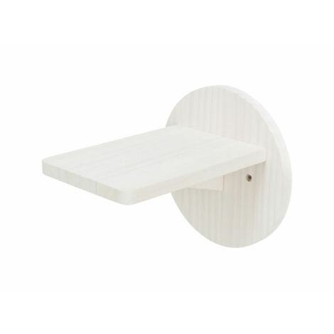 Gradino da fissare al muro per gatti prodotto in legno, diametro 19×22cm, bianco (1/5)