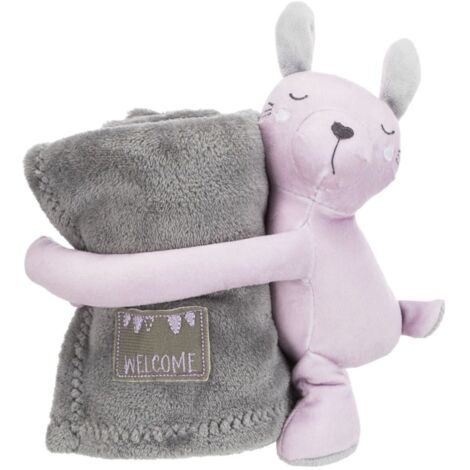 Junior set coccoloso in peluche 75×50cm per cani e gatti: grigio/menta