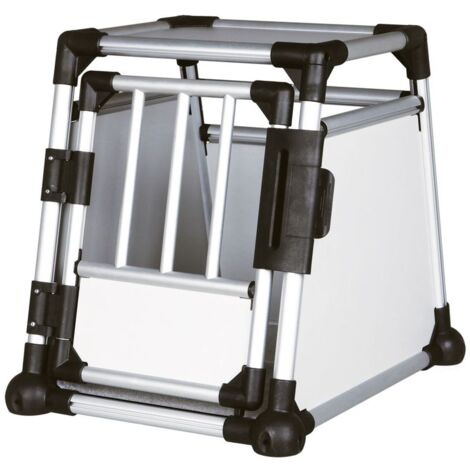 XL: 94×87×93cm: Trasportino in alluminio argento/grigio chiaro