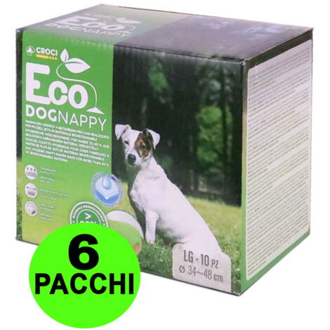 60 Pannolini igienici per cani Eco Dog Nappy L 34-48 cm - 6 pacchi da 10 pezzi cad.
