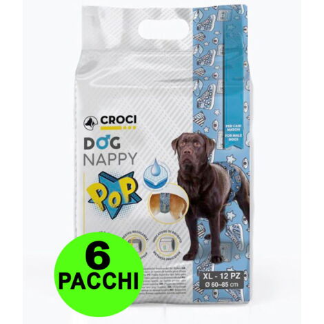 72 Fasce igieniche per cani maschi Dog Nappy Pop XL 60-85 cm - 6 pacchi da 12 pezzi cad.