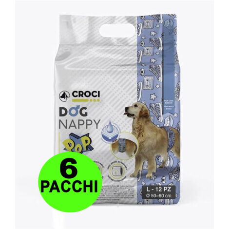 72 Fasce igieniche per cani maschi Dog Nappy Pop L 50-60 cm - 6 pacchi da 12 pezzi cad.