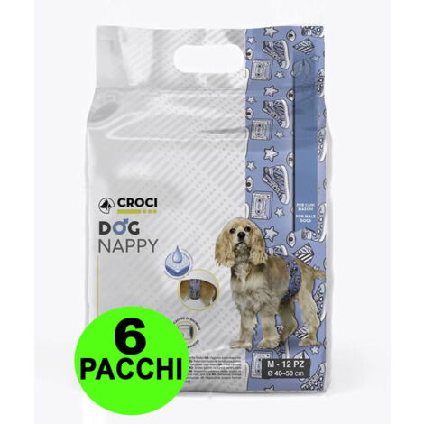 72 Fasce igieniche per cani maschi Dog Nappy Pop M 40-50 cm - 6 pacchi da 12 pezzi cad.