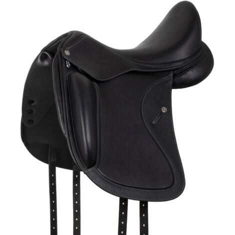 17,5", Nero: Sella Acavallo da dressage Armonia con cuscini in lana e arcione in carbonio