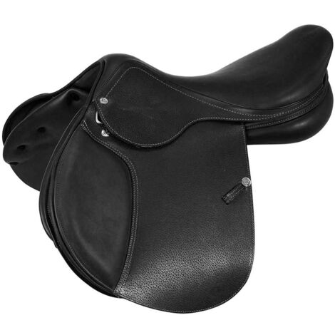 Sella salto Acavallo Roma in cuoio martellato con arcione legno: 17", Marrone