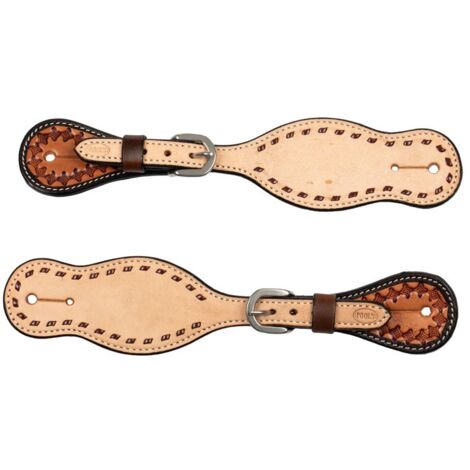 taglia unica, Chestnut /natural: Portasperoni western in cuoio bicolore