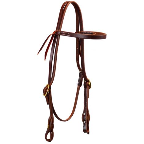 taglia unica, marrone dark oil: Testiera western in cuoio 5/8" per cavalli con sgancio rapido