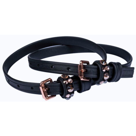 marrone scuro 2100 - Cinturini in biotane per speroni inglesi con pietre brillanti modello Rosegold Glitter