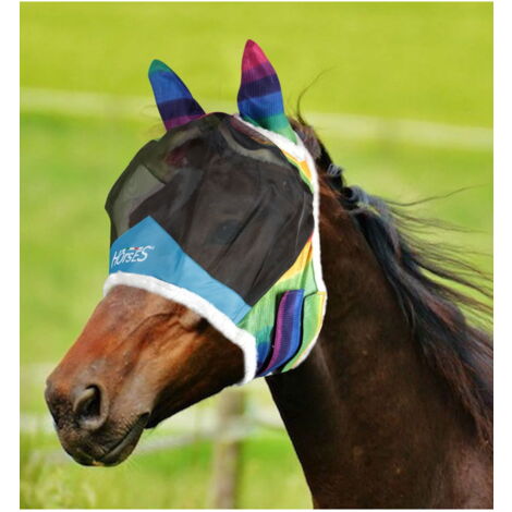 Cob, Multicolor: Maschera antimosche in rete con copriorecchie e imbottitura Arcobaleno modello Fly Shield