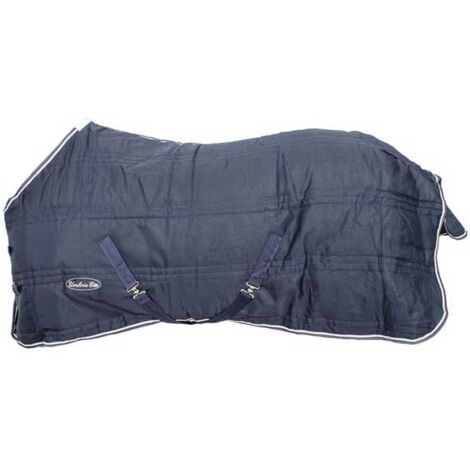 165 cm, Blu Navy: Coperta da box trapuntata imbottita 250 g e tessuto esterno 210 denari con copricoda e cinghie regolabile