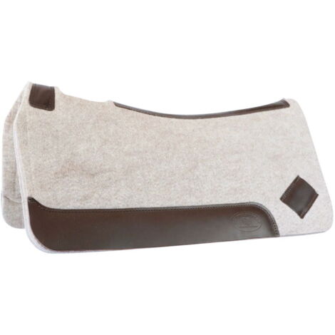 Grigio - Sottosella per monta americana  modello Croco in feltro con inserti in pelle e fascia in cuoio porta coltello