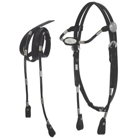 Briglia Messicana In Pelle Con Redini – Cwell Equine, Figura 8, Finiture In Acciaio Inox, Cristallo Su Frontale E Nasiera – Colore: Marrone, Misura Full