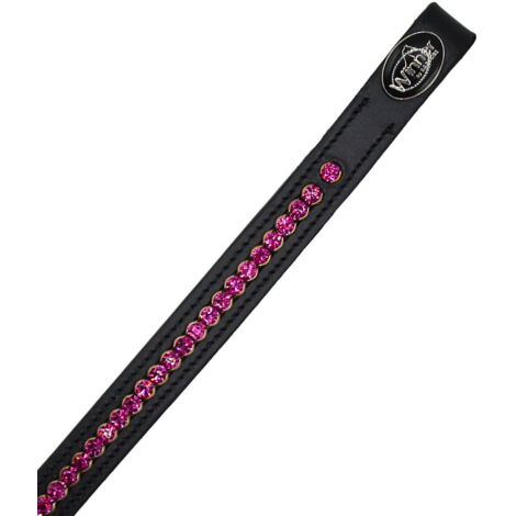 Pony, Marrone: Frontalino Winner in cuoio con strass color fucsia