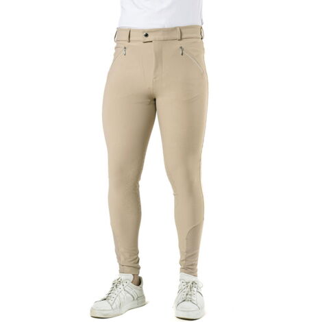 48 IT, beige: Pantaloni equitazione da uomo modello EVO in tessuto tecnico con grip al ginocchio