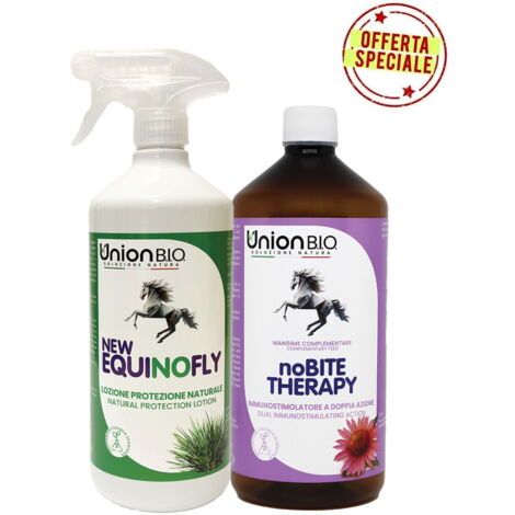 KIT BARRIERA INSETTI: NoBITE THERAPY mangime 1 lt più NewEquinofly lozione citronella 1 lt