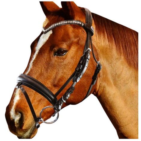 John Whitaker Chicago Briglia In Pelle Con Brillantini E Redini In Gomma - Pony, Cavallo - 5