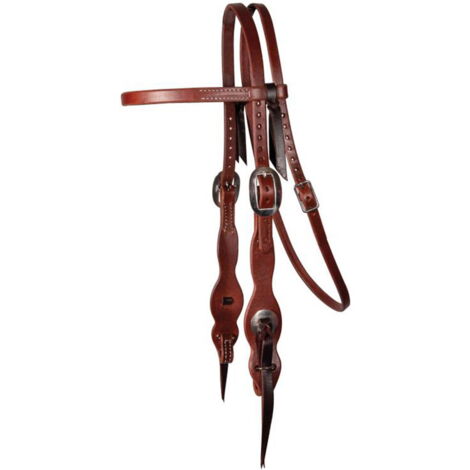 Testiera western Tassel Easy Change in cuoio con guancia smerlata da 5/8" e doppia regolazione