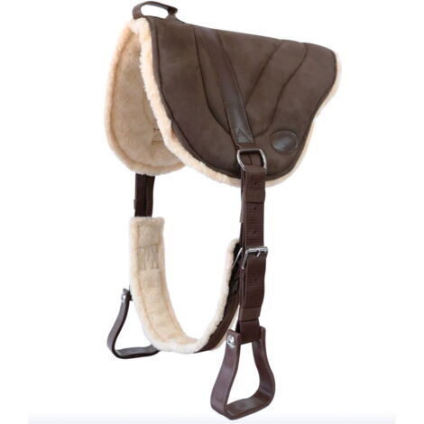MARRONE - Bareback in pelo sintetico con imbottitura morbida e traspirante completo di staffe