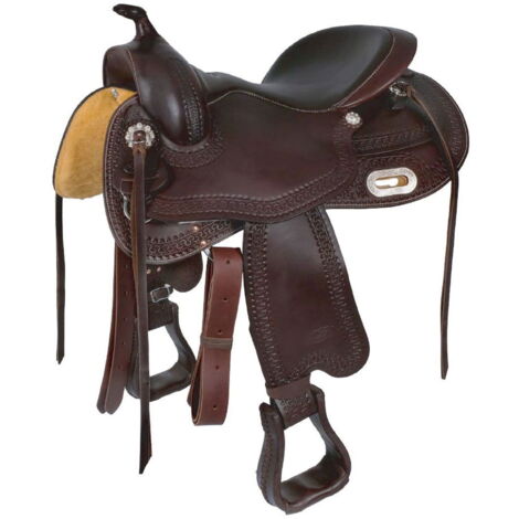 Sella western treeless Freemax Buffalo Leather in cuoio ingrassato senza arcione: 15"