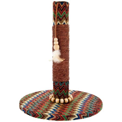 Tiragraffi Etnico in sisal con stuzzicagatto con piume per gatti