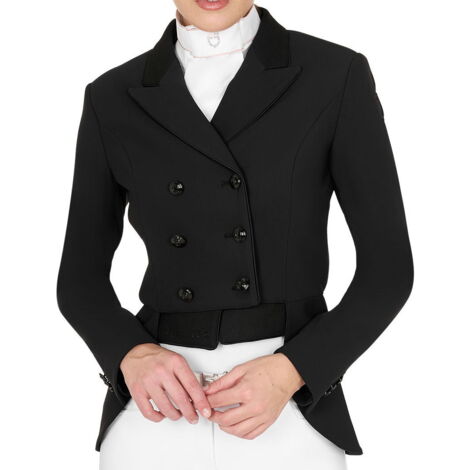 S, Blu: Mezzo frac da donna per concorso dressage in tessuto tecnico bielastico e traspirante