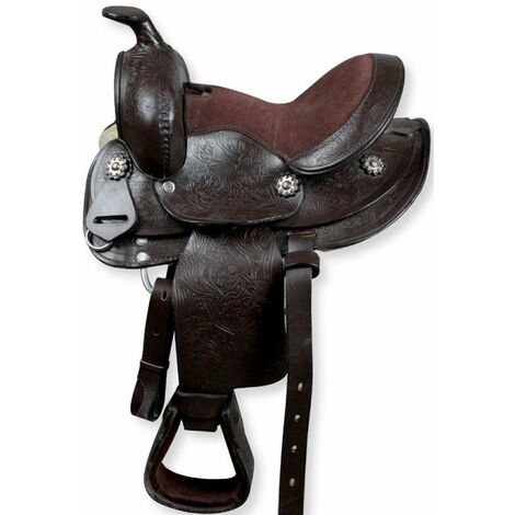 Sella western misura pony in ottimo cuoio e seggio scamosciato: 10 = 25,5  cm, Chestnut