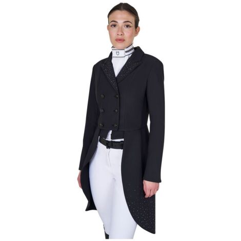Frac donna in tessuto tecnico con strass: S, Nero
