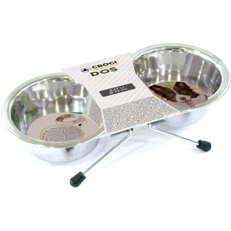 Ciotole in Acciaio per cani e gatti modello DOS con Supporto 2x 0,24 L/cm 11