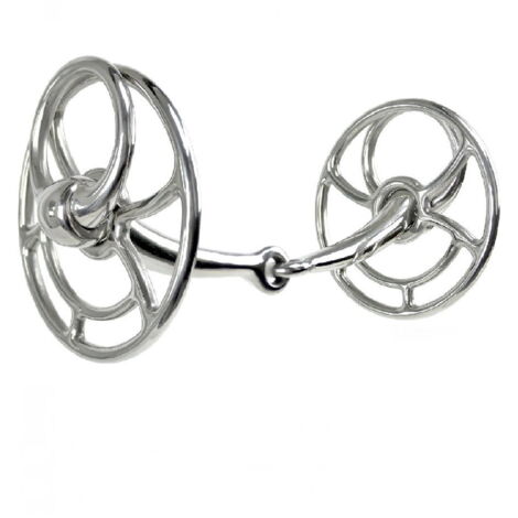 Morso Per Cavallo Snodato A Bocca Ritorta - Acciaio Inox, Anelli Piatti - Vecchio Stock
