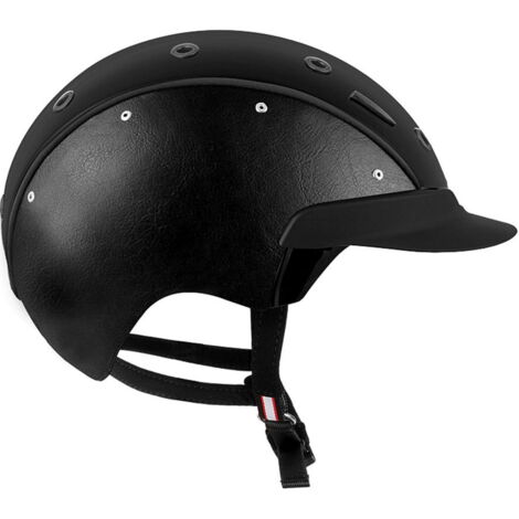 54-56 cm, Nero: Cap equitazione Casco Master 6 in pelle laterale e scamosciato al centro (1/4)