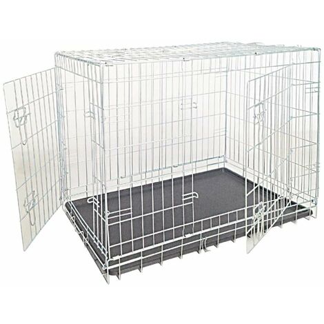 Trasportino box zincato con due porte e fondo in ABS per cani e gatti: 116 x 77 x 86 cm