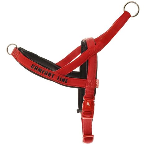 Pettorina da trekking in nylon ultra resistente con imbottitura soffice e scritta riflettente linea Comfort per cani: 2 x 50-68 cm - Rosso
