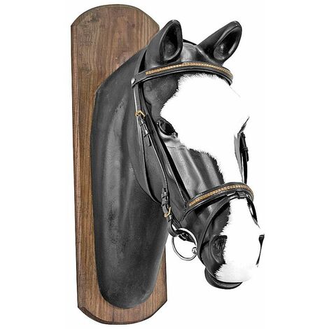 Briglia inglese decorazioni clincher ottone con redini in gomma: FULL, Marrone scuro