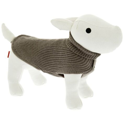 Maglioncino dolcevita in tessuto a coste inglese con collo alto e logo modello Lux per cani : 51 cm - Marrone