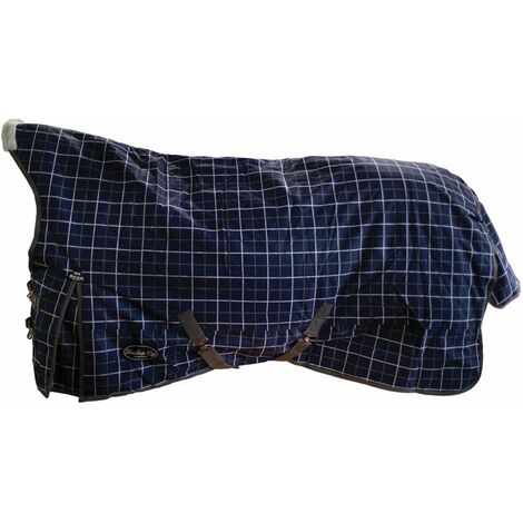 Coperta da paddock impermeabile con collo alto imbottita 300 g in tessuto anti strappo modello Aberdeen: 145 cm, Blu navy (1/3)
