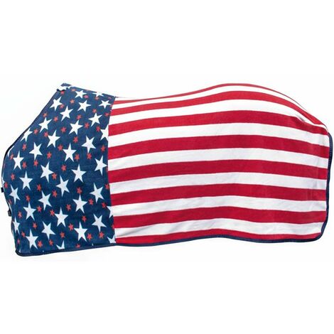 Coperta per cavalli Chicago colori USA in pile antipilling con chiusura anteriore: 155 cm, Bandiera america (1/2)