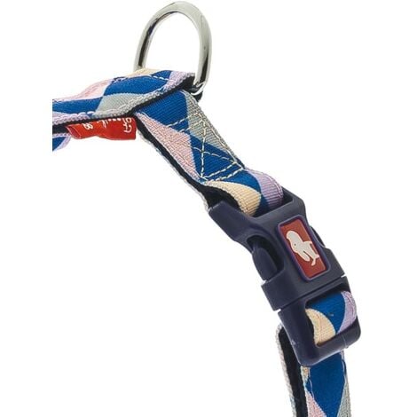 Pettorina per cani in nylon regolabile a otto con imbottito in neoprene rombi blu: Spessore 1 cm Pettorina