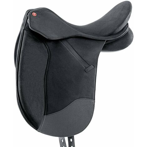 Sella dressage Livorno in poliuretano scamosciato con archetto intercambiabile: 18", Nero